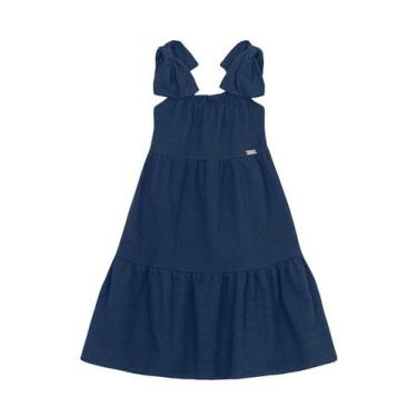 Imagem de Vestido infantil menina com laço Mundi, 6, Azul