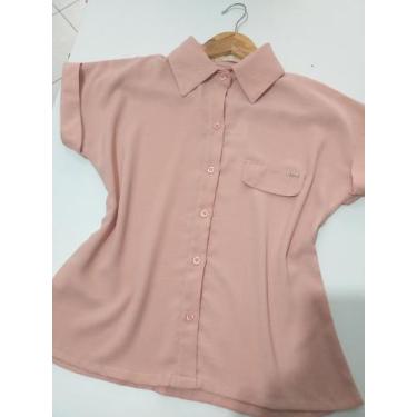 Imagem de Camisa Femina Viscose de linho Botões Rosé Manga Curta - Liss, M