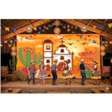 Imagem de Painel de lona Sertão Nordeste Cordel Festa Junina Igreja - Fabrika de