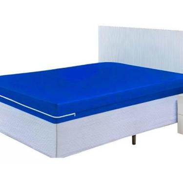 Imagem de Capa para colchão de casal com ziper - menegatti - CHARME, AZUL BIC