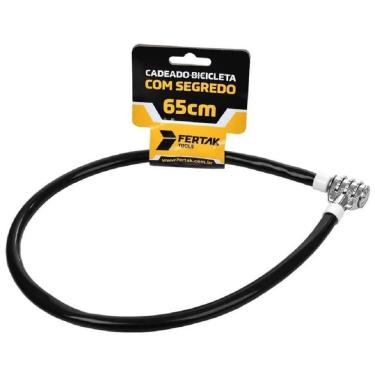 Imagem de Cadeado para Bicicleta com Segredo 65cm X 10mm Cabo de Aço Revestido Preto Fertak Tools