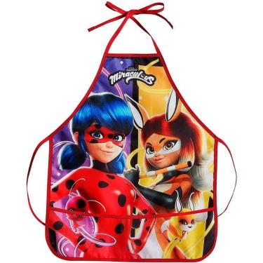 Imagem de Avental Escolar Decorado Miraculous com Bolso Frontal Plastificado Impermeável Dermiwil