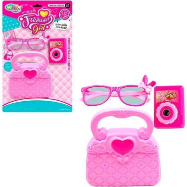 Imagem de Kit de Maquiagem e Beleza Infantil Fashion Girl 3 Peças Blister Faz de Conta Wellmix