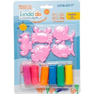 Imagem de Massa para Modelar Criativa Fundo do Mar Kit com 6 Cores e 5 Peças Temáticas Leonora