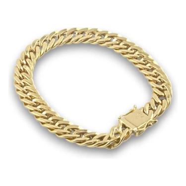 Imagem de Pulseira Grumet Dupla Ouro 18k 750 Gaveta 18cm 8mm 10.6g Amarelo 18 Cm