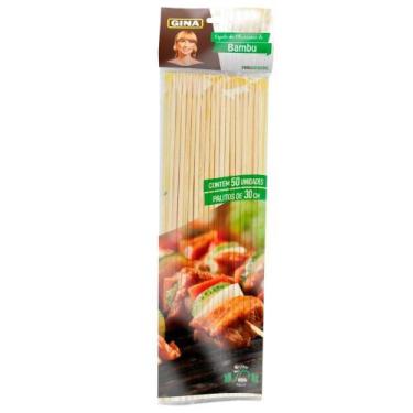 Imagem de Espeto Bambu Gina Para Churrasco 30cm - 10 pacotes c/ 50 unidades