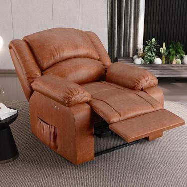 Imagem de Poltrona do Papai Madrid Power Touch com Massagem Usb Pu Caramelo Brilho G23 Gran Belo