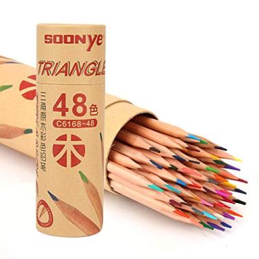 Imagem de lápis de madeira, lápis solúvel em água infantil, 48 cores, pintura profissional, lápis de cor para desenho