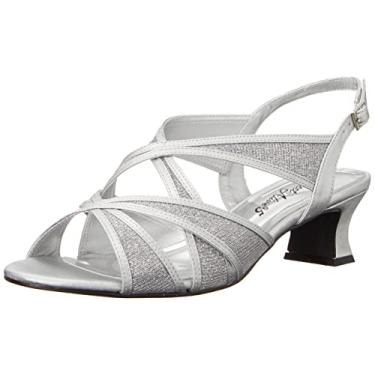 Imagem de Easy Street Sandálias femininas Tristen Mesh Inset, Prateado com glitter, 36
