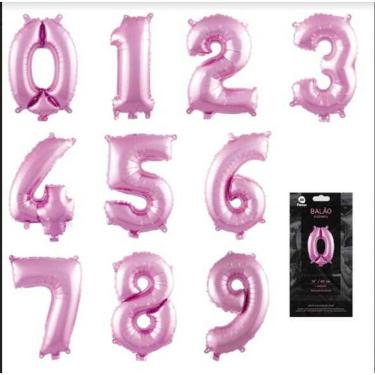 Imagem de BALÃO METALIZADO NÚMEROS - ROSA CLARO - 40 cm - 1 unidade
