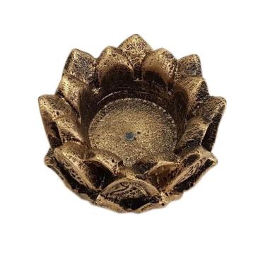 Imagem de Incensário Flor De Lotus Em Resina 5,5Cm Dourado Lindo