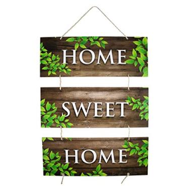 Imagem de Placa Decorativa Frases Home Sweet Home Mdf Corda 70x40 Cm