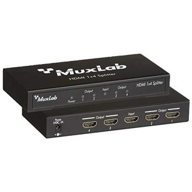 Imagem de MuxLab 1x4 divisor HDMI 1 em 4 saídas, suporta 3D 4K@30HZ Full HD 1080P @ 60Hz para Xbox PS4 PS3 Fire Stick Roku Blu-Ray Player Apple TV HDTV (1 fonte para 4 monitores, para telas de monitor duplo)