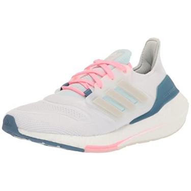 Imagem de adidas Tênis de corrida feminino Ultraboost 22, Branco/cinza/quase azul, 37
