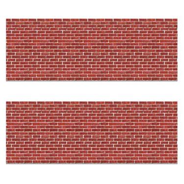 Imagem de Beistle Cenários de parede 2 peças de artigos para festa de Natal, fundo de cabine de fotos, 10 x 76 cm, vermelho tijolo/branco