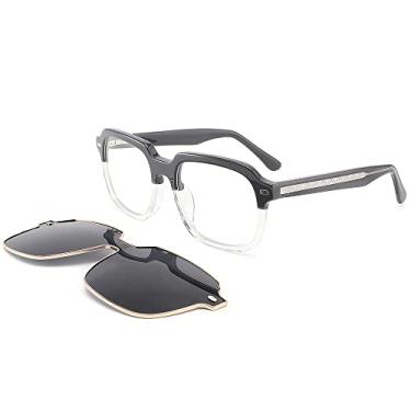 Imagem de Óculos de Sol Quadrado Masculino Feminino Óptico de Acetato Polarizado em Massa Óculos de Sol UV400 Óculos de Clipe Magnético, C2, Z