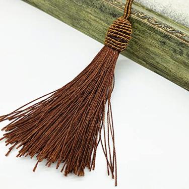 Imagem de 6 pçs/lote 15 cm corda pendurada borlas de seda franja costura franja borla guarnição chave borlas para embelezar cortina DIY, café