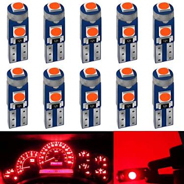 Imagem de AUXLIGHT Lâmpada de LED Bright Red T5 37 74 2721 PC74 PC37, 3030 chips super brilhantes de 12 volts, painel indicador de painel de instrumentos de painel de instrumentos luminárias (pacote com 10)
