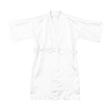 Imagem de Mercatoo Toddler Kimono Solid Silk Robes Kids Clothes Sleepwear Bathrobe Girls Baby Toddler Coats for Girls White