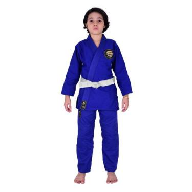 Imagem de Kimono Jiu Jitsu Infantil Trançado Mks Combat Azul