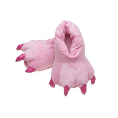 Imagem de Pantufas fofas de animais de pelúcia para adultos, felpudas, quentes, para casa, rosa, G, rosa, Large