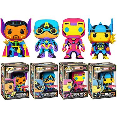 Imagem de Boneco Pop de Iron Thor Estranho América da Luz Negra, Heróis da Marvel com Capitão Soldado + Feiticeiro Dr. + Deus Nórdico + Homem de Ferro, 4 itens