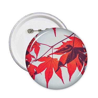 Imagem de Folhas de bordo vermelhas plantas, imagem da natureza, alfinetes de crachá, botão de decoração, acessório, 5 peças