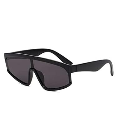 Imagem de Óculos de sol esportivos femininos de uma peça ao ar livre grandes óculos de sol para mulheres Vintage Lunette De Soleil Femme, preto brilhante, com uma bolsa