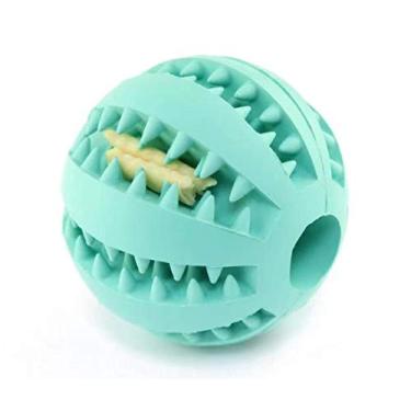 Imagem de Bola de brinquedo para cachorro, bola de brinquedo não tóxica e resistente a mordidas para cães de estimação Filhote de cachorro Gato, comida de cachorro para animais de estimação Alimentador para mastigar bola de limpeza de dente（Azul claro）