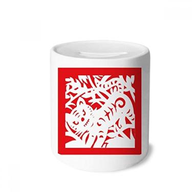 Imagem de DIYthinker Caixa de dinheiro de cerâmica com estampa de animal de tigre da China no zodíaco, presente de cofrinho