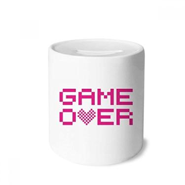Imagem de DIYthinker Caixa de dinheiro rosa Game Over Pixel caixa de cerâmica porta-moedas presente de cofrinho