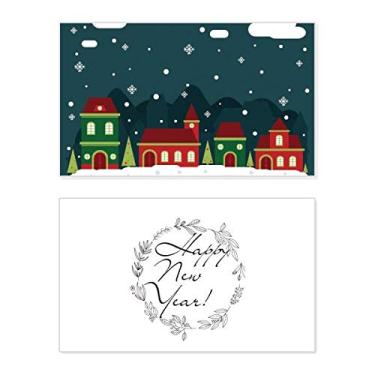 Imagem de Floco de neve, casa na árvore da nuvem, festival de ano novo, cartão de felicitações, mensagem de abençoamento presente