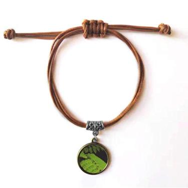 Imagem de DIYthinker Pulseira de couro verde com imagem de planta natureza pulseira de couro marrom joia presente