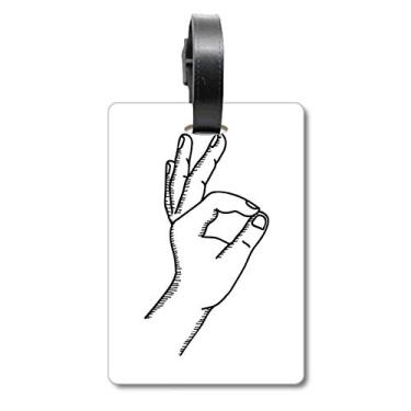 Imagem de OK Gesture Line Desenho Padrão Mala Etiqueta Cartão de Bagagem Scutcheon Etiqueta