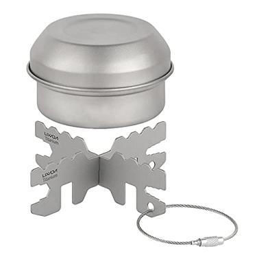 Imagem de Mini fogão de acampamento com álcool de titânio, fogão de acampamento portátil + conjunto de prateleira queimadores para uso ao ar livre com tampa para acampamento, caminhada, churrasco, cozinha, piquenique