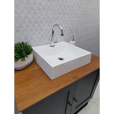 Imagem de Cuba Pia Banheiro Bromélia de apoio Sobrepor, 40x37cm. Retangular. Casa Laura Decor