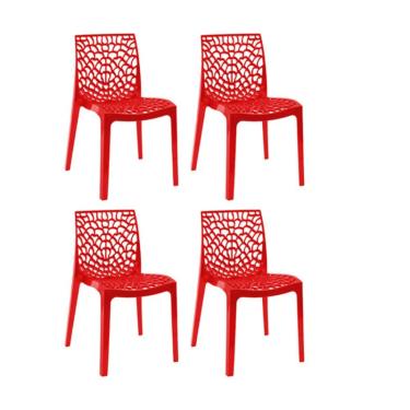 Imagem de Kit 4 Cadeiras Gruvyer Vermelho Polipropileno Fratini
