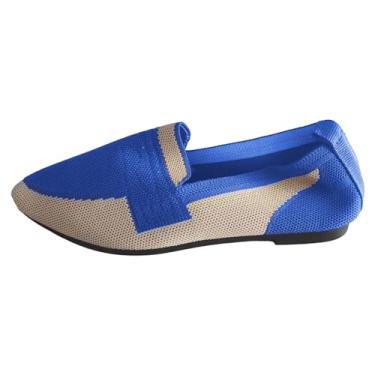 Imagem de Tênis feminino fashion listrado malha confortável sapatos casuais negócios sapatos casuais para mulheres salto, Azul, 7