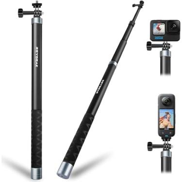 Imagem de REYGEAK Bastão de selfie de 3 metros de comprimento invisível (300 cm), monopé de extensão de fibra de carbono leve para GoPro HERO13/12/11/10 Poste de selfie ultra longo para DJI Osmo Action 5