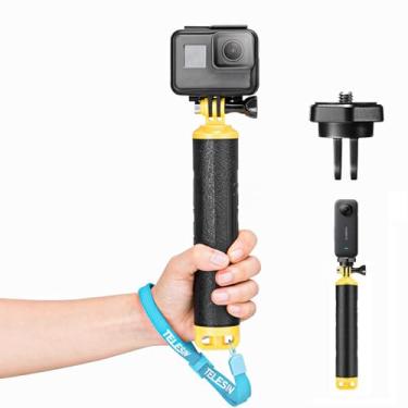 Imagem de TELESIN° Bastão flutuante de selfie para GoPro Hero 13 12 11 10 9 8 7+ Series, DJI, Insta360 para a maioria das câmeras de ação, bastão de selfie subaquático adequado para surf, mergulho com snorkel,