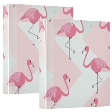 Imagem de Fichário de 3 anéis vintage de 3,8 cm flamingos rosa de verão com bolsos capa dura