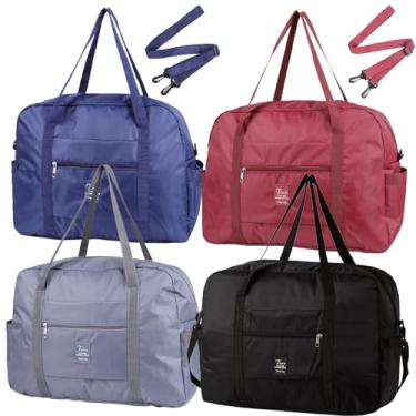 Imagem de INVODA Bolsa de viagem, bolsa de mão, bolsa de mão Spirit Airlines, bolsa de ombro para fim de semana, à prova d'água, esportiva, academia, para mulheres e homens, 4 peças, Bolsa de viagem