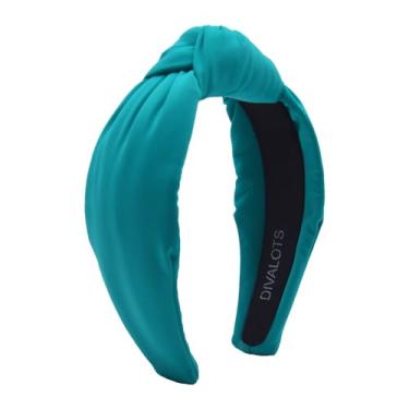 Imagem de Divalots Faixa de cabelo de tecido com nó elegante e moderno para looks modernos, nós superiores e penteados torcidos (verde)