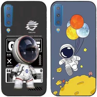 Imagem de 2 peças fashion astronauta impresso TPU gel silicone capa de telefone traseira para Samsung Galaxy todas as séries (Galaxy A7 2018)