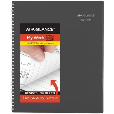 Imagem de AT-A-GLANCE Planner 2024-2025 acadêmico, semanal e mensal, 21 cm x 28 cm, grande, abas mensais, capa flexível, DayMinder, carvão (AYC54545)