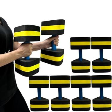 Imagem de Kit 3 Pares de Halteres Para Hidroginástica Em EVA DF1107-PT G Preto e Amarelo Dafoca Sports