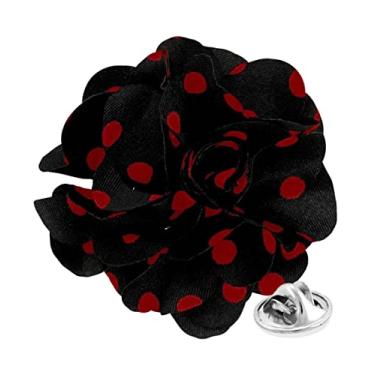 Imagem de Vittorio Vico Broche de lapela de flor de bolinhas formal masculino premium - Boutonniere para homens, broche, 2.5" (6.36CM), Poliéster, Não aplicável