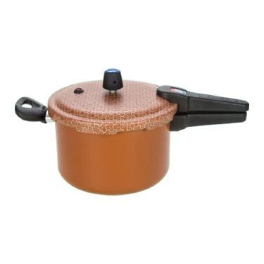 Imagem de Panela de Pressão Fechamento Externo Conecta de 6 Litros Antiaderente, Cobre, Ramos