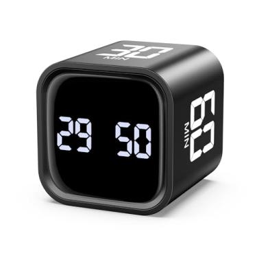 Imagem de Ankilo Temporizador digital de cubo, temporizador de cozinha de produtividade digital Pomodoro, 5/10/30/60 minutos, rotação de 3 volumes, ajustável para trabalho, estudo, culinária