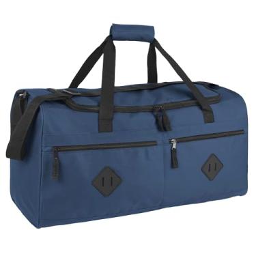 Imagem de Bolsas de viagem com vários bolsos de 55 litros para homens e mulheres para viagens, academia e como bolsa/organizador de equipamentos esportivos, Cinza e azul, 24”L x 12”W x 11.5”H, Bolsa de viagem